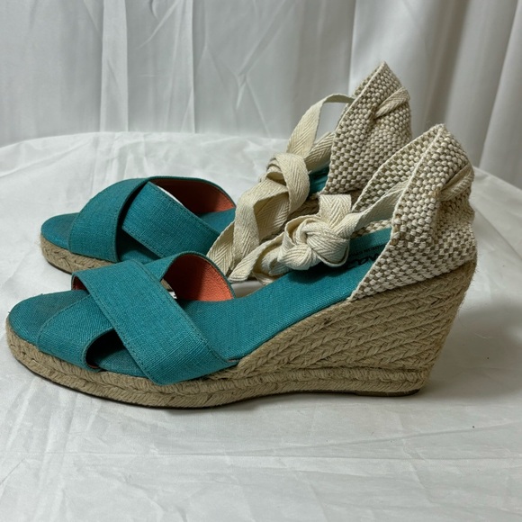 Pima 2 made in Spain blue and white ankle wrap espadrille sandals - Picture 6 of 10